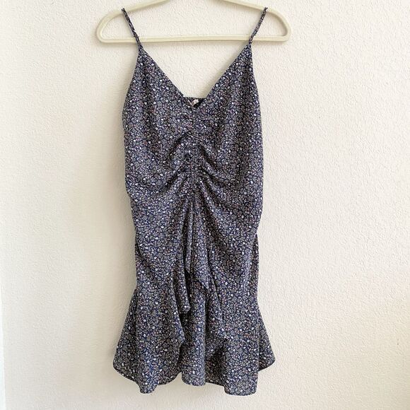 Lottie Moss Women’s Babydoll Mini Rauched Dress Sleeveless Blue Floral Size‎ M - Picture 1 of 15